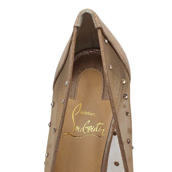 Christian Louboutin Very Strass Peep Pumps 120mm - Net - Nude - Picture 7 of 10